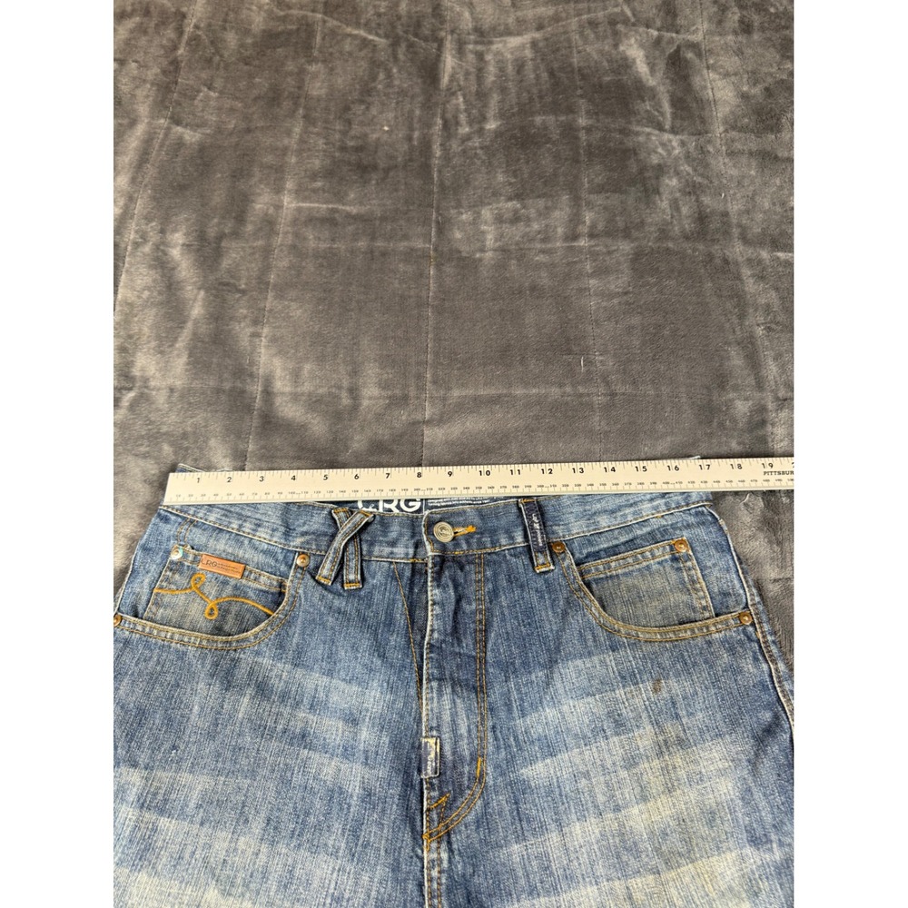 LRG Grass Roots Denim Shorts Mens Size 32 Blue Jean Distressed Casual thrash - Picture 10 of 16